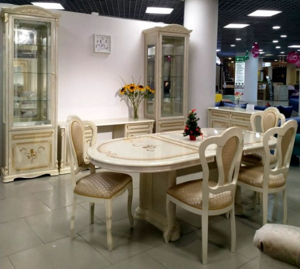 Стол овальный раскладной Роза - Талия, беж глянец в Москве купить в интернет магазине - 5 Китов