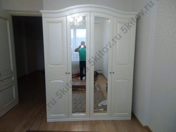 Комплект спальни Венера (кровать 1,6, тумба прикр.-2 шт., комод, зеркало, шкаф 4-х дв.), беж в Москве купить в интернет магазине - 5 Китов