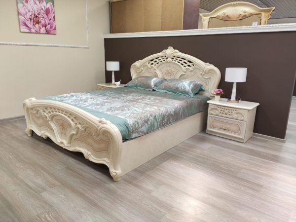 Кровать 1,6м Роза, беж глянец в Москве купить в интернет магазине - 5 Китов
