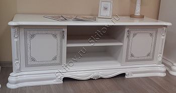 Тумба под ТВ Грация белая с серебром