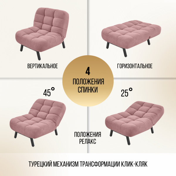Кресло раскладное 1113 розовое в Москве купить в интернет магазине - 5 Китов
