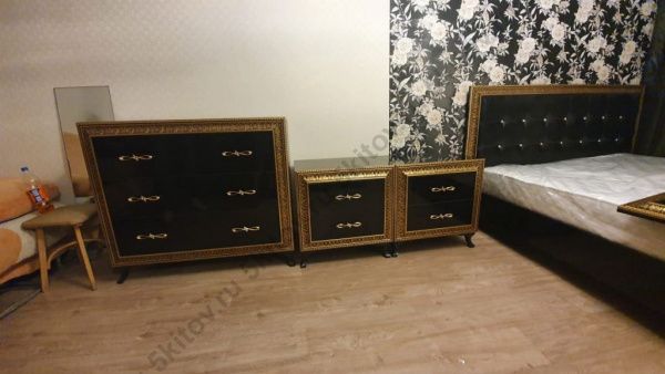 Комплект спальни Дана (кровать 1,6, тумба прикроватная-2шт., комод с зеркалом, шкаф 4-х дверный), белый или черный в Москве купить в интернет магазине - 5 Китов