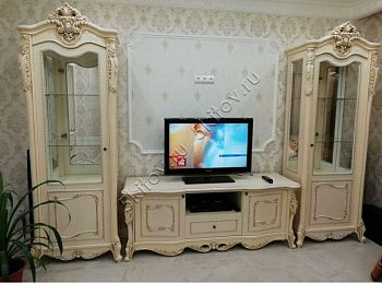 Комплект гостиной Джоконда, крем глянец Эра (2 витрины, тумба ТВ)