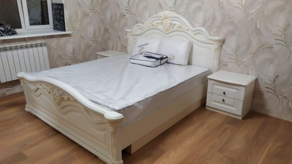 Комплект спальни Соната 6 (кровать 1,8, тумба прикроватная-2шт., комод с зеркалом, шкаф 6-ти дверный), крем в Москве купить в интернет магазине - 5 Китов
