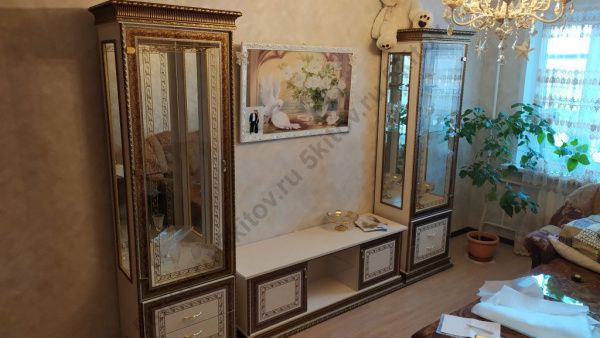 Комплект гостиной Палермо (витрина левая/правая, тумба тв), беж в Москве купить в интернет магазине - 5 Китов