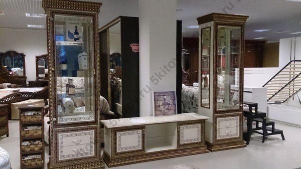 Комплект гостиной Палермо (витрина левая/правая, тумба тв), беж в Москве купить в интернет магазине - 5 Китов