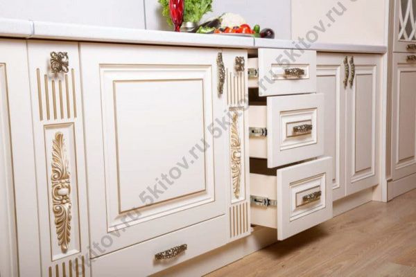 Кухня Ариана 4,8 СК, беж с золотом в Москве купить в интернет магазине - 5 Китов