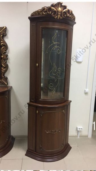Витрина угловая Динара СК, орех в Москве купить в интернет магазине - 5 Китов