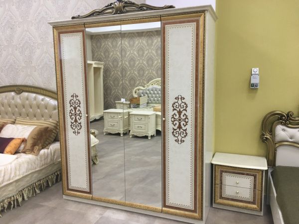 Шкаф 4-х дверный Анита, беж глянец в Москве купить в интернет магазине - 5 Китов