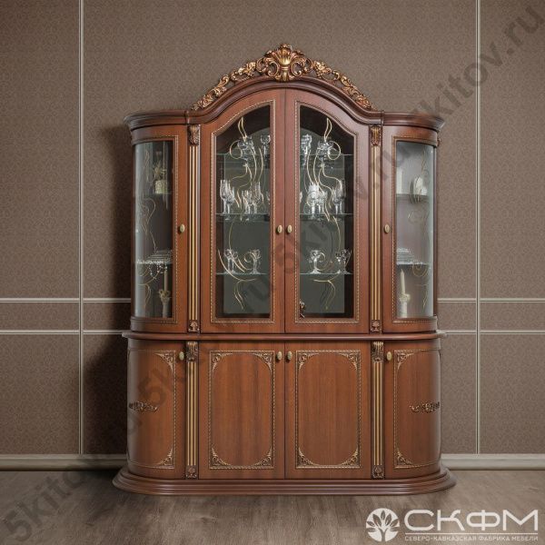 Витрина Динара 1,8 СК (4 двери),орех в Москве купить в интернет магазине - 5 Китов