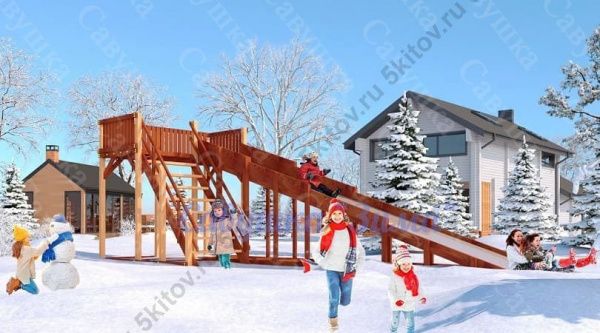 Зимняя деревянная игровая горка Савушка "Зима-6" в Москве купить в интернет магазине - 5 Китов
