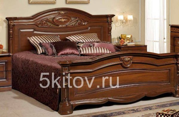Комплект спальни Сорренто, темный орех (кровать 1,8, тумба прикр.-2 шт., комод с зерк, шкаф 6дв.) в Москве купить в интернет магазине - 5 Китов