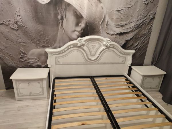 Кровать 160х200 с подъёмным механизмом Грация белая с серебром в Москве купить в интернет магазине - 5 Китов