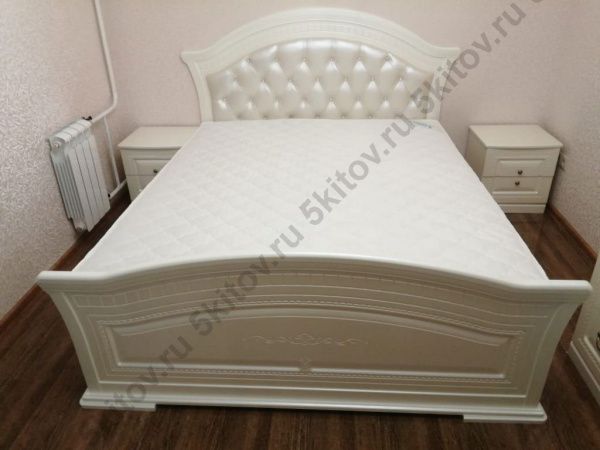 Кровать с мягким изголовьем 160*200 Венера, беж в Москве купить в интернет магазине - 5 Китов