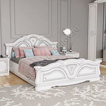 Кровать 160х200 Грация белая с серебром